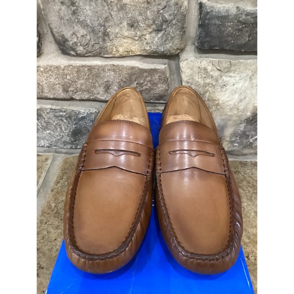 Vince Camuto Varrak Mens Cognac Leather Penny Loafer Driving Shoes Size 8.5 New main image 4
